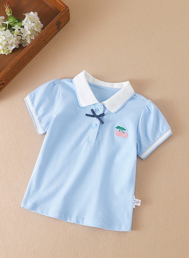 KUYEEBEAR Girls Summer School Short Sleeve Polo T Shirt  - Image 1