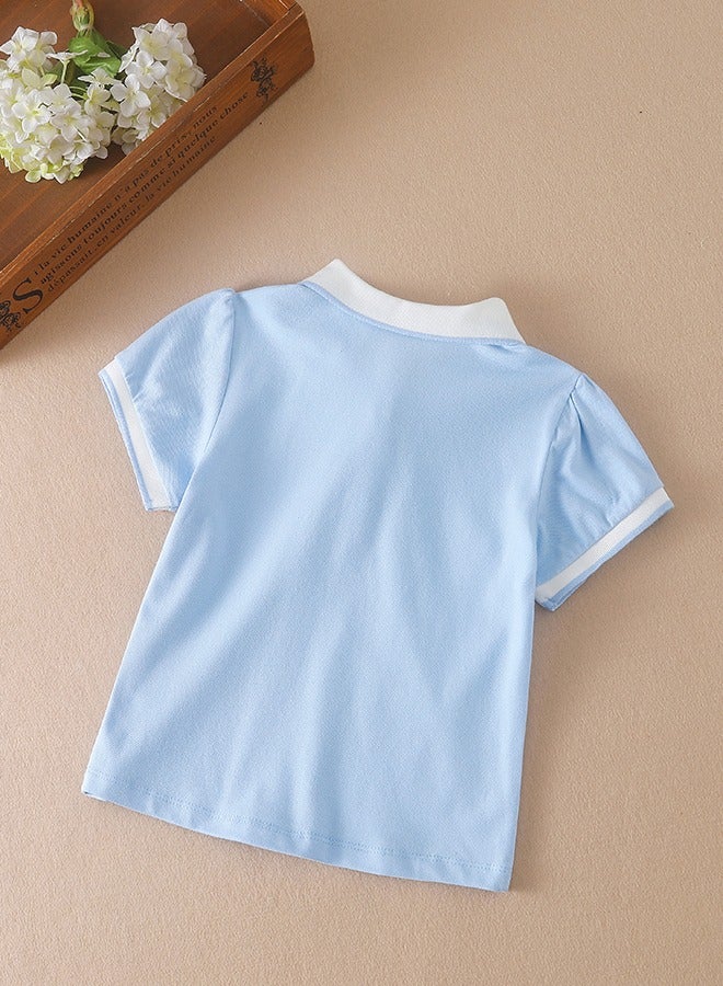 KUYEEBEAR Girls Summer School Short Sleeve Polo T Shirt  - Image 2