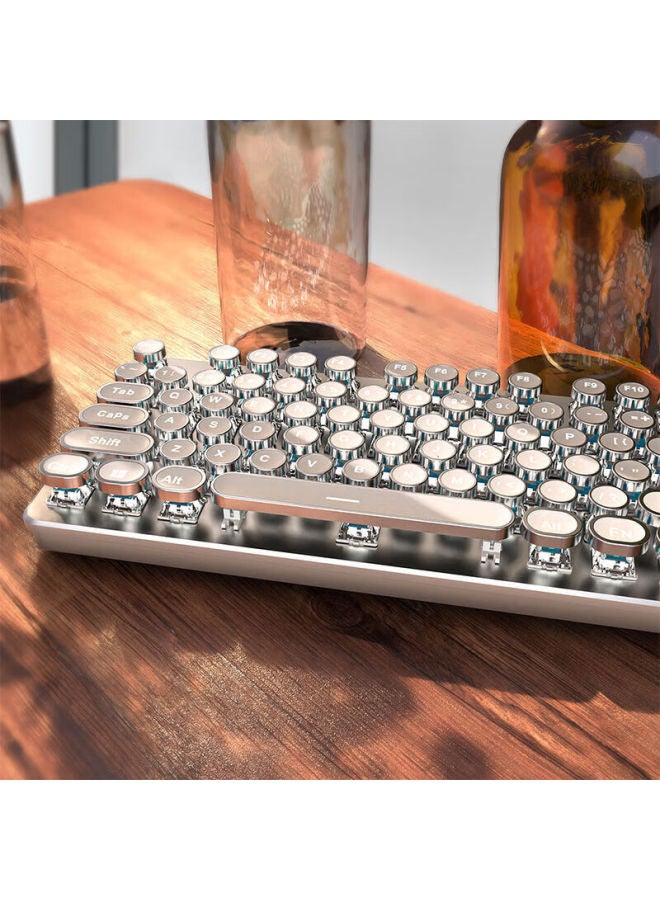 Eweadn Tk100 Punk Mechanical Keyboard, Gaming Wired Keyboard For Desktop And Laptop, External Office Typing Retro Accessory For Pubg, White With White Backlight And Black Switches - Image 2