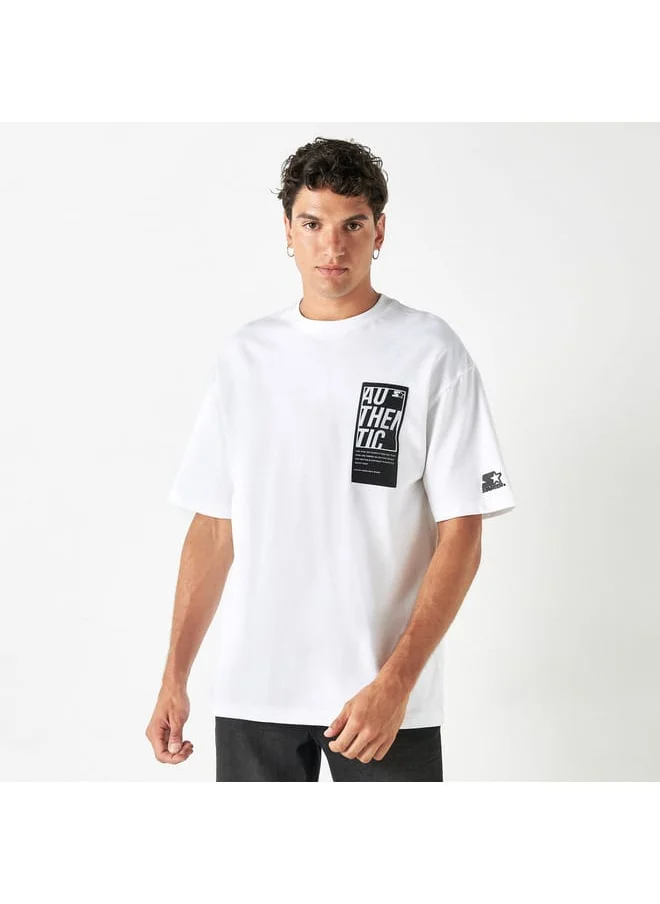 STARTER Starter Placement Print T-shirt with Crew Neck and Short Sleeves