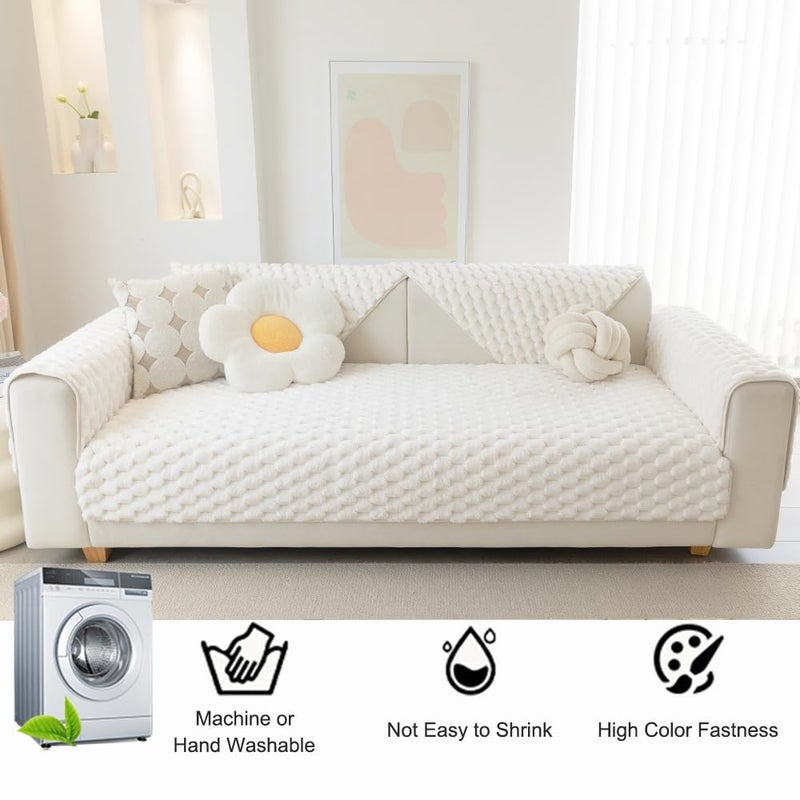 Awjcsv Couch Cover for Dogs Washable, Waterproof Couch Covers for 3 Cushion Couch Sofa Pet Friendly, Soft and Anti Slip (White, 1pc/36"x 83") - Image 4