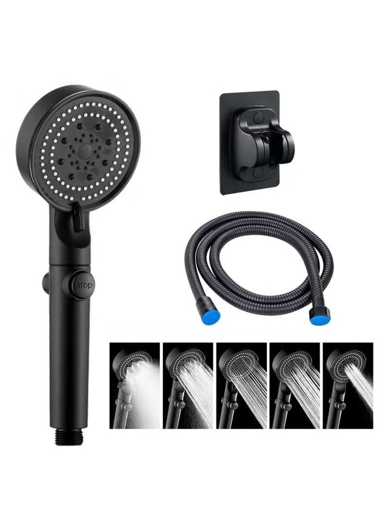 VIVP Shower Set, Complete Shower Set with 1.5M Hose & Modern Handheld Design, 5x9cm Shower Head, 8x12cm Holder, 5 Jet Types for Spa & Bathing - Image 1