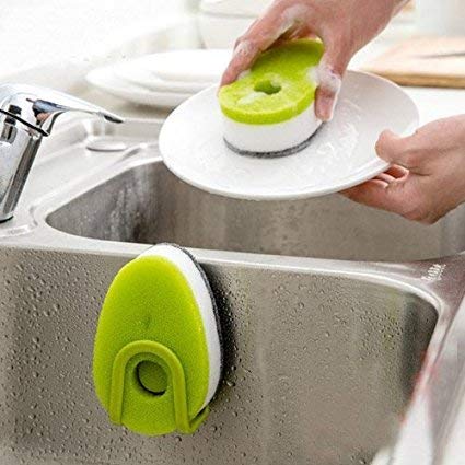 Wishbone Pack of 3 Triple Layer Soapy-Sponge Self Release Dish Wash Liquid Sponge with Soap-Dispensing Capsule for Kitchen & Home, Car Cleaning Uses - Image 2