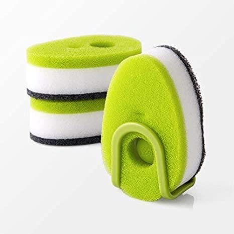 Wishbone Pack of 3 Triple Layer Soapy-Sponge Self Release Dish Wash Liquid Sponge with Soap-Dispensing Capsule for Kitchen & Home, Car Cleaning Uses - Image 1