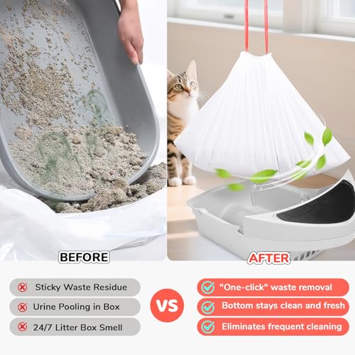 KONE 40 Count Thicken Cat Litter Box Liners Compatible With Automatic Cat Litter Box and Litter Box Robot 4 and 3,Heavy Duty Drawstring Kitten Litter Drawer Liners Disposable 25" x 16" - Image 2