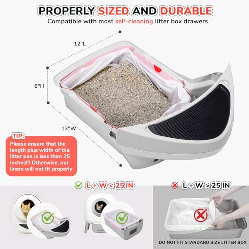 KONE 40 Count Thicken Cat Litter Box Liners Compatible With Automatic Cat Litter Box and Litter Box Robot 4 and 3,Heavy Duty Drawstring Kitten Litter Drawer Liners Disposable 25" x 16" - Image 3