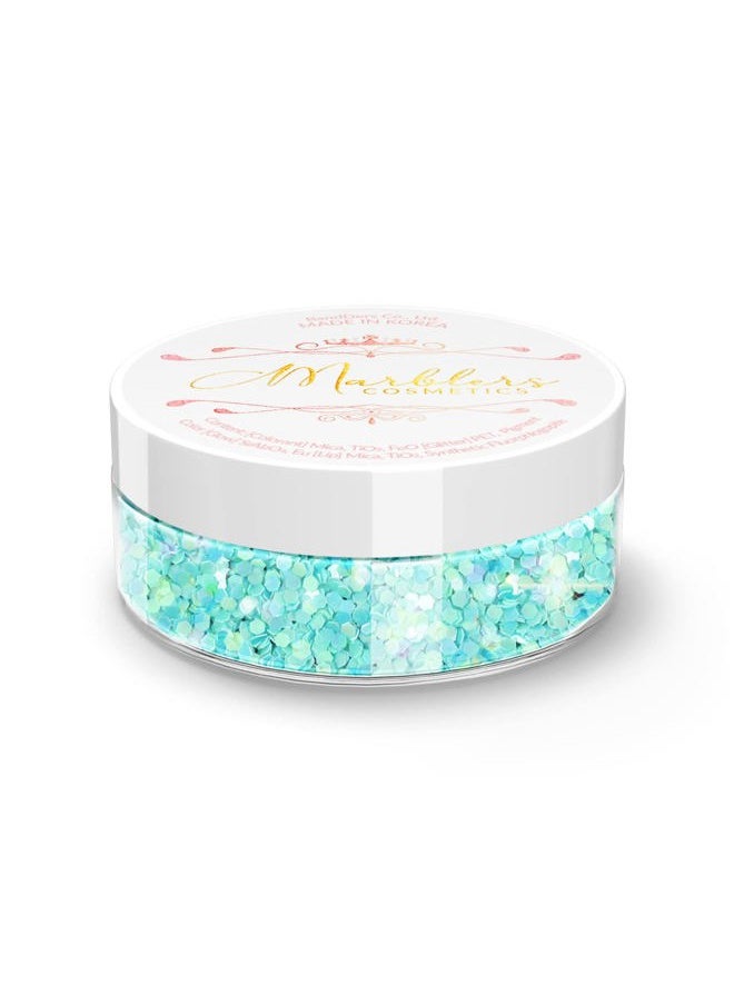 MARBLERS Mermaid Shaped Face & Body Glitter [Light Blue] 0.18oz (5g) | Chunky | Chopped | Flake | Non-Toxic | Vegan | Cruelty-Free | Festival, Rave & Party Makeup | Eye, Hair, Nail Polish, Eyeshadow  - Image 1