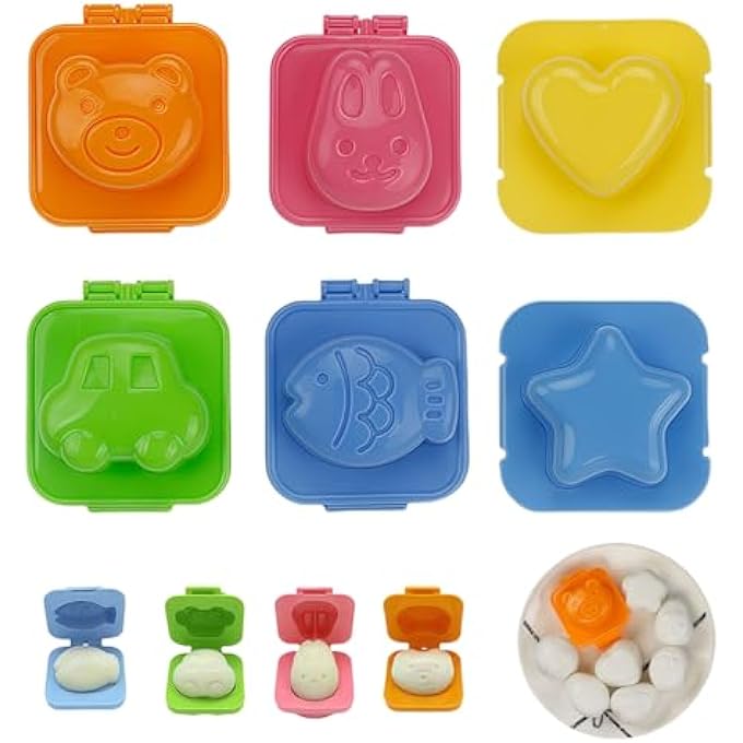 nalaina Animal Shaped Rice Mould Set  6Pcs Food Grade Pp Sushi Egg Ball Maker For Kids Lunch Box Diy Bento Decorating Tool With Cute Bear Rabbit Fish Designs Random Styles - Image 1