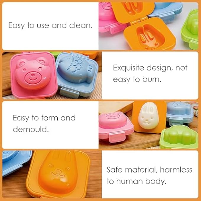 nalaina Animal Shaped Rice Mould Set  6Pcs Food Grade Pp Sushi Egg Ball Maker For Kids Lunch Box Diy Bento Decorating Tool With Cute Bear Rabbit Fish Designs Random Styles - Image 5