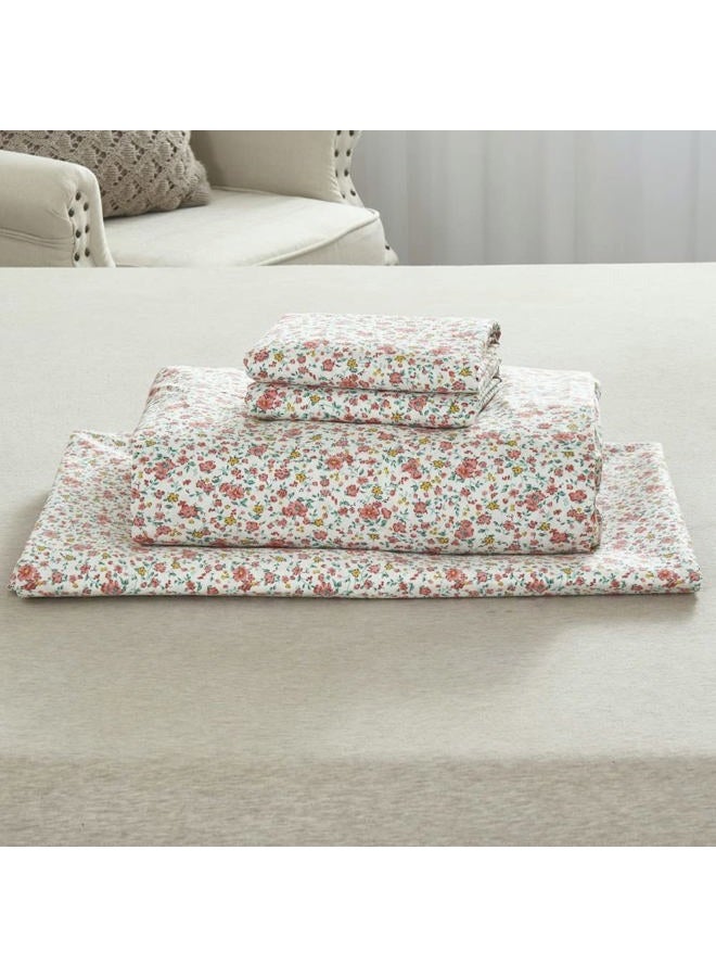 DAUAOTO 100% Cotton Bedding Printed Sheets Set for Queen Size Bed Up to 14" Deep Mattress, Ditsy Floral Pattern Bedlinen Sets,Pink - Image 2