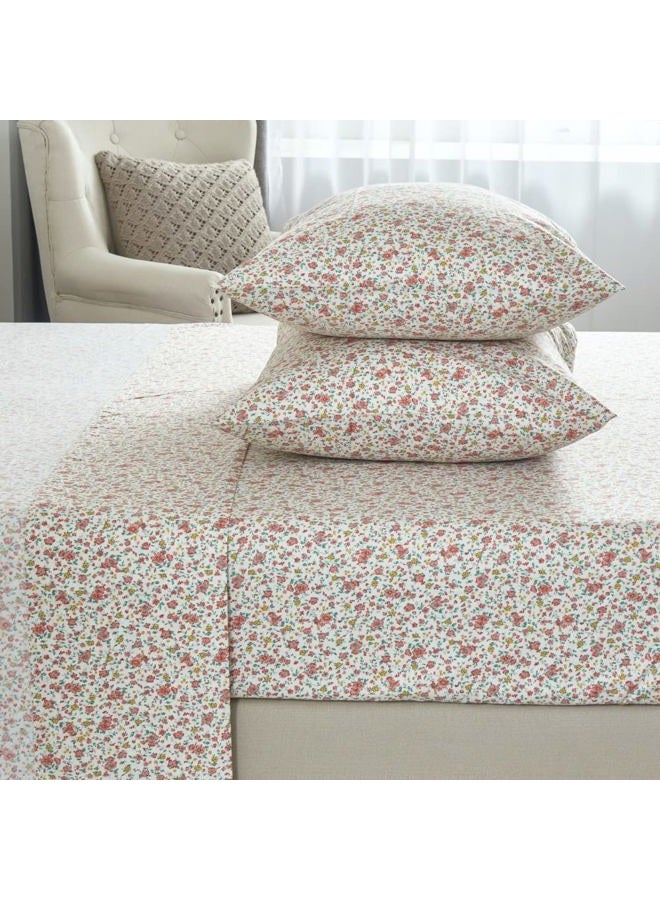 DAUAOTO 100% Cotton Bedding Printed Sheets Set for Queen Size Bed Up to 14" Deep Mattress, Ditsy Floral Pattern Bedlinen Sets,Pink - Image 5