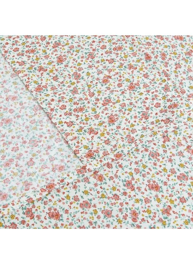 DAUAOTO 100% Cotton Bedding Printed Sheets Set for Queen Size Bed Up to 14" Deep Mattress, Ditsy Floral Pattern Bedlinen Sets,Pink - Image 4