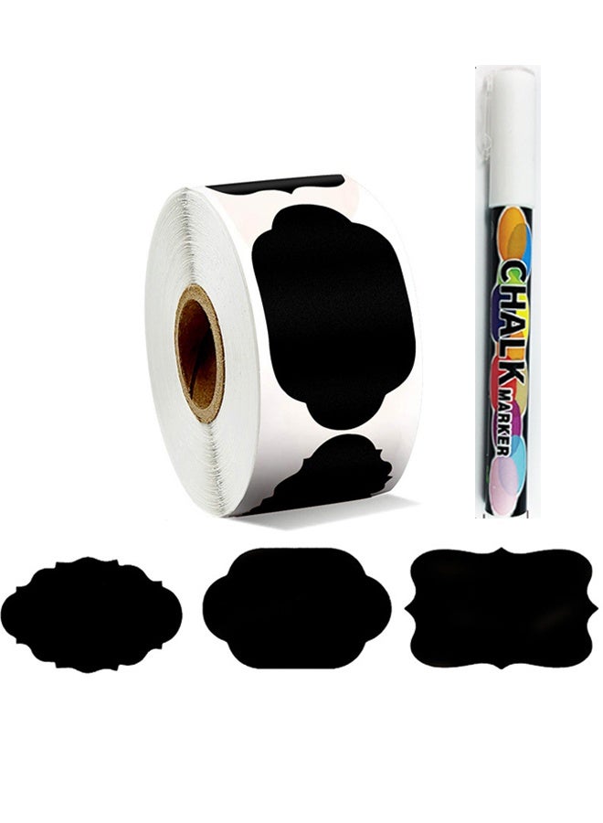 300-Pack Chalkboard Labels with White Erasable Marker - Reusable Waterproof Storage Stickers for Jars, Containers, Spice Bottles, Pantry & Office Organization - Self-Adhesive, Easy to Write On & Wipe Clean - Image 1