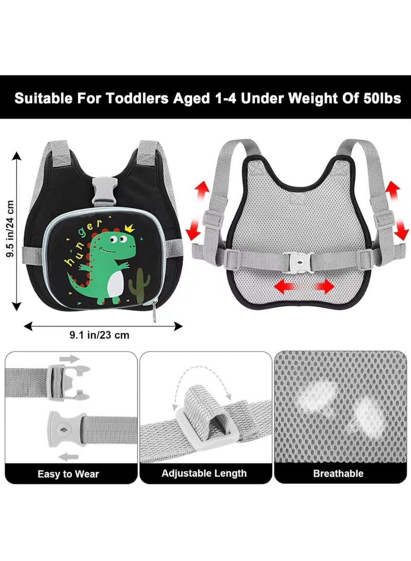 Sylqvxh 3Pcs Toddler Harness Leash Baby Anti Lost Wrist Link, Cute Dinosaur Child Safety Harness Tether, Kids Walking Wristband Assistant Strap Belt for Parent Boys Outdoor Activity (Black) - Image 2