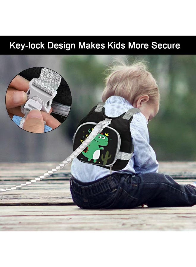 Sylqvxh 3Pcs Toddler Harness Leash Baby Anti Lost Wrist Link, Cute Dinosaur Child Safety Harness Tether, Kids Walking Wristband Assistant Strap Belt for Parent Boys Outdoor Activity (Black) - Image 3