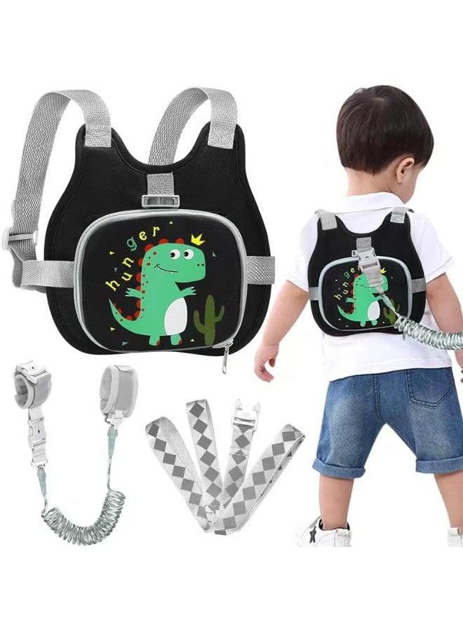 Sylqvxh 3Pcs Toddler Harness Leash Baby Anti Lost Wrist Link, Cute Dinosaur Child Safety Harness Tether, Kids Walking Wristband Assistant Strap Belt for Parent Boys Outdoor Activity (Black) - Image 1