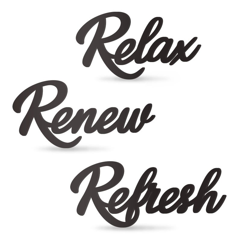 KOYILTD 3 Pieces Bathroom Decor Black Wooden Bath Room Sign Bathroom Wall Art Farmhouse Relax Renew Refresh Sign (black) - Image 1