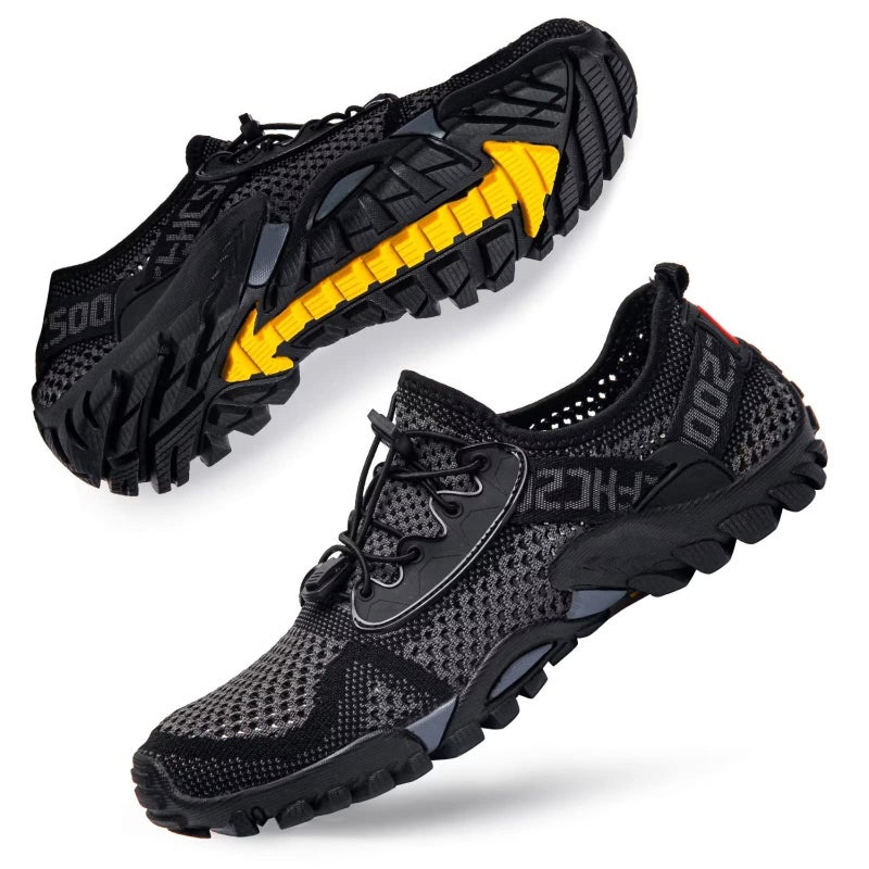 Water Shoes for Men QuickDry Womens Water Hiking Swim Skin Shoes Comfortable for Beach River Surf Grey Black