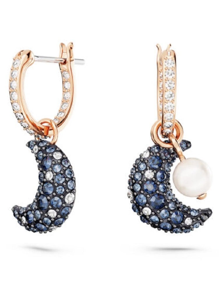 Generic Pearl Pave Crystals Moon Luna Drop Earrings  - Image 2