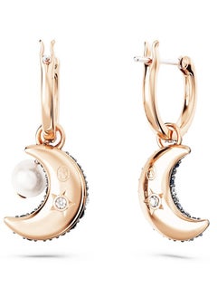 Generic Pearl Pave Crystals Moon Luna Drop Earrings  - Image 3