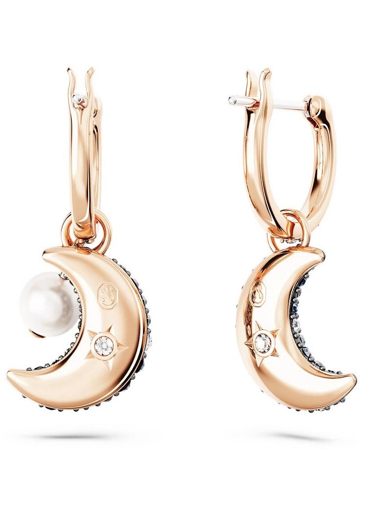 Generic Pearl Pave Crystals Moon Luna Drop Earrings  - Image 3