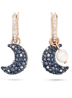 Generic Pearl Pave Crystals Moon Luna Drop Earrings  - Image 1