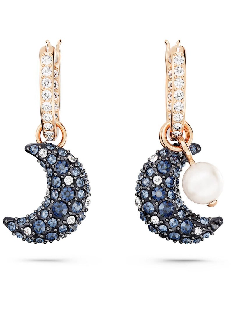 Generic Pearl Pave Crystals Moon Luna Drop Earrings  - Image 1