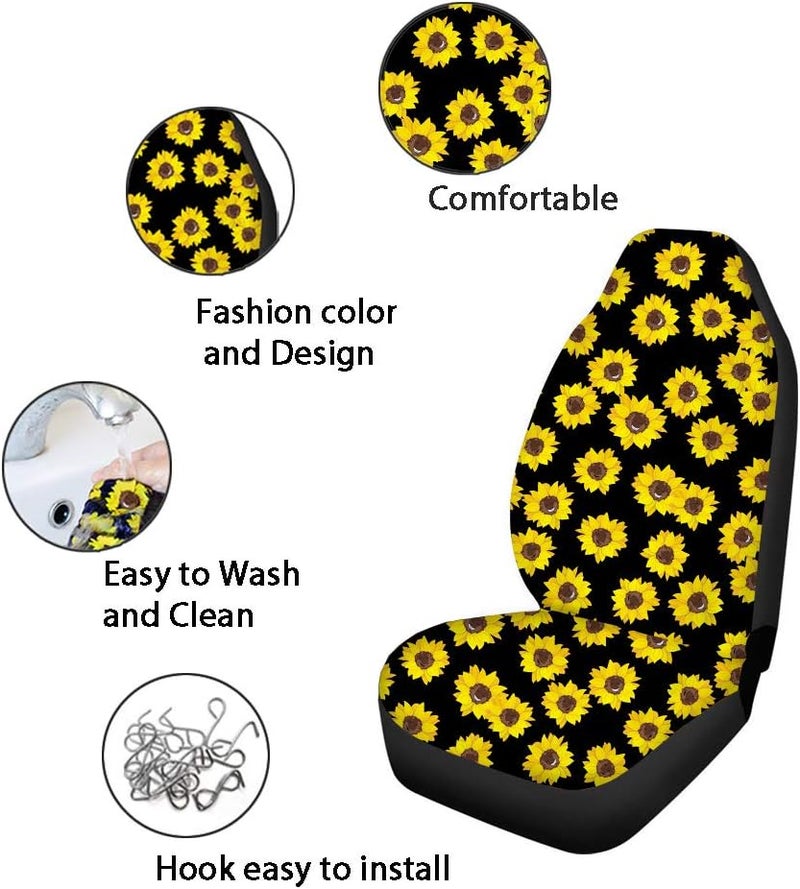 TOADDMOS Trendy Leopard Brown Animal Print Car Front Seat Covers Set of 2 - Image 4