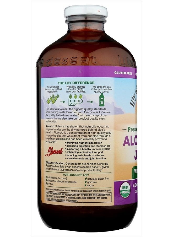 Lily Of the Desert Lily of the Desert Aloe Vera Juice, Preservative Free - Whole Leaf Filtered Aloe Vera Drink, USDA-Certified Organic Aloe Juice for Gut Health, Wellness, Glowing Skin, 32 Fl Oz  - Image 4