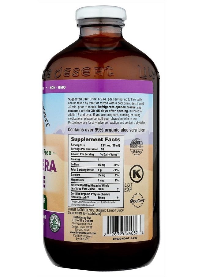 Lily Of the Desert Lily of the Desert Aloe Vera Juice, Preservative Free - Whole Leaf Filtered Aloe Vera Drink, USDA-Certified Organic Aloe Juice for Gut Health, Wellness, Glowing Skin, 32 Fl Oz  - Image 5