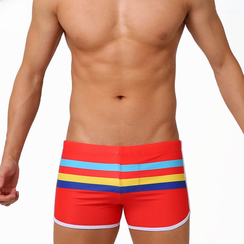 UXH men''s fashion sports split shorts with Cup three-dimensional pocket swimming trunks boxer four-corner swimming trunks swimsuit - Image 5