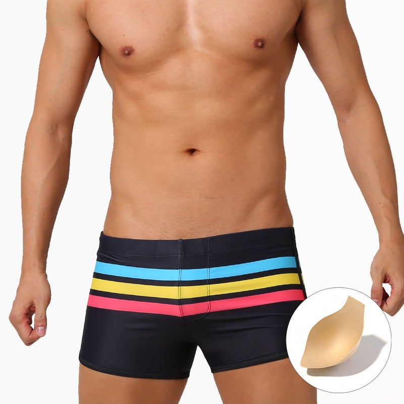 UXH men''s fashion sports split shorts with Cup three-dimensional pocket swimming trunks boxer four-corner swimming trunks swimsuit - Image 2