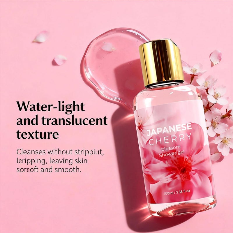 Bath and Body Gift Set for Women,Cherry Blossom Body Care Set,Body Care Travel Set with Shower Gel,Body Lotion,Body Mist | Personal Self Care Travel Kit for Birthday, Valentine’s & Mother’s Day - Image 3