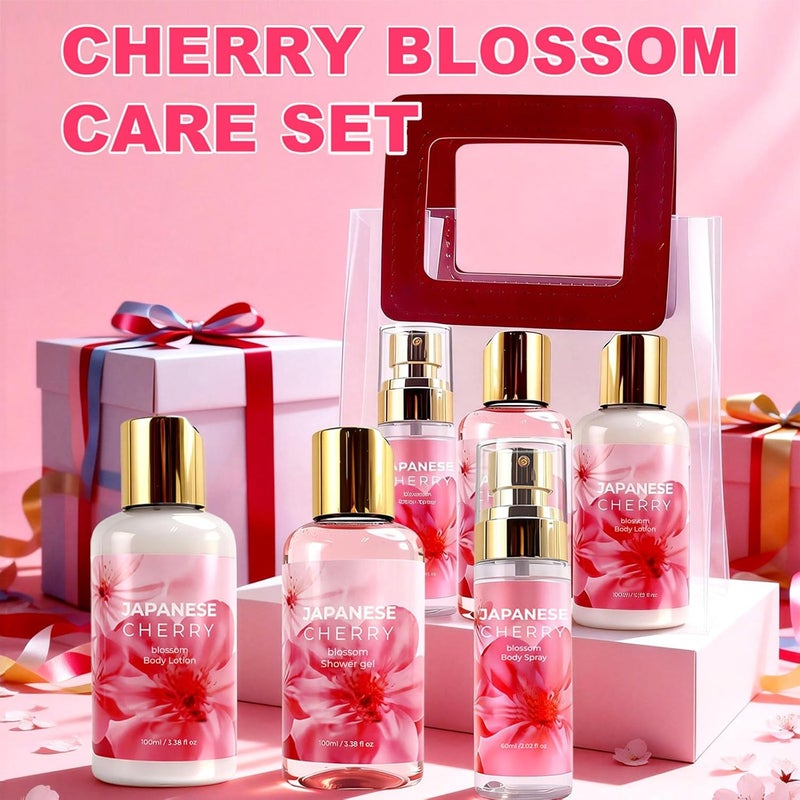 Bath and Body Gift Set for Women,Cherry Blossom Body Care Set,Body Care Travel Set with Shower Gel,Body Lotion,Body Mist | Personal Self Care Travel Kit for Birthday, Valentine’s & Mother’s Day - Image 2