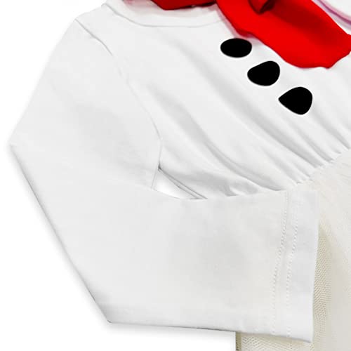 Remimi Christmas Toddler Girls Snowman Dress with Scarf White Ruffle Tulle Tutu Dresses 5-6 Years - Image 4