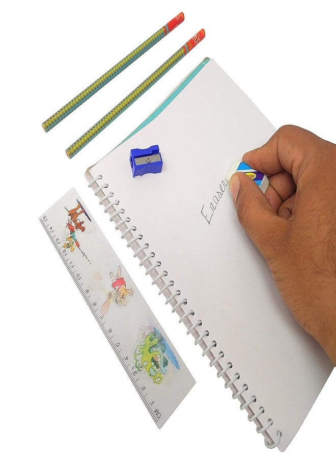 UJJAINWAL Stationery Set Pouch Gift Set(Pencil/Scale/Eraser/Sharpner) Kanya Pujan Gifts Set For Kids Girls Boy Birthday/Kanjak/Navratri Return Gifts Pack Of 12, Graphite - Image 4