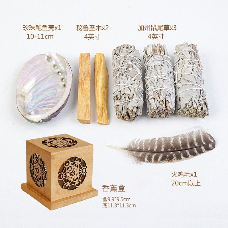 حامل البخور الهرمي من الخشب المقدس المزيل للمغناطيسية، صينية بخور هرمية، علبة تنقية بالحبق الأبيض، حاوية هندسية من الخيزران