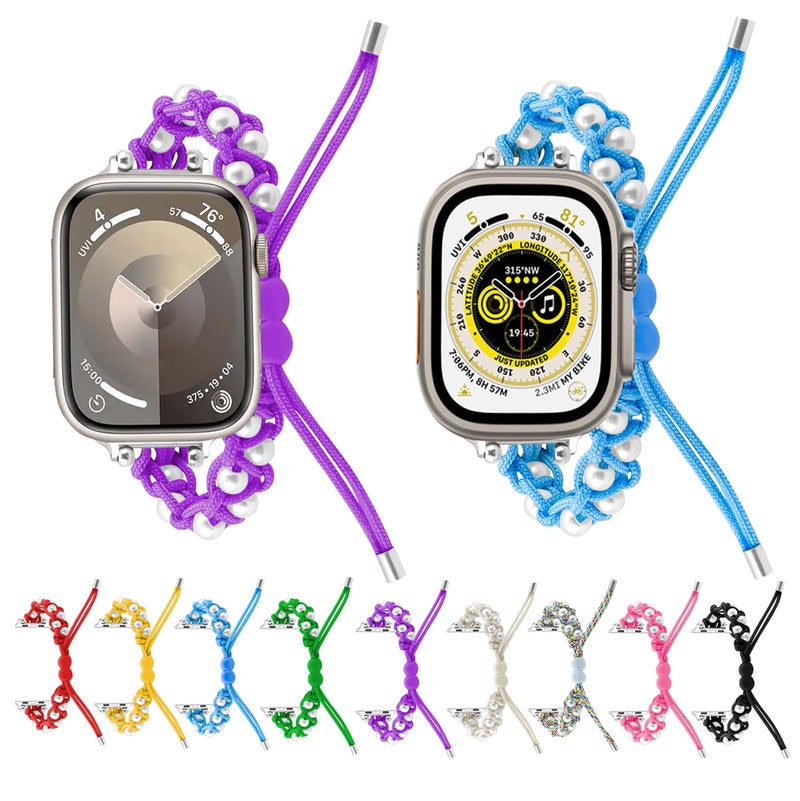 إيروريكس لساعة Apple Watch Series 4 40 مم باراكورد خرز جيبسوفيلا سوار ساعة مضفر برباط (وردي) - Image 4