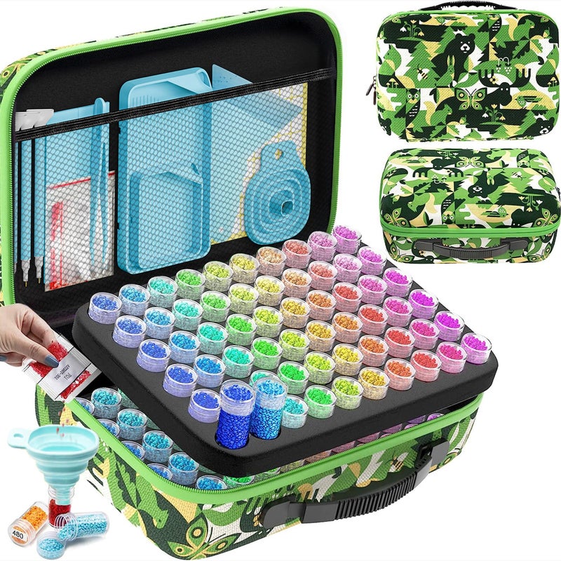 ARTDOT 120 Slots Storage Container for Diamond Art Kits for Adults,Portable Diamond Painting Storage Box with Accessories and Tools - Image 1