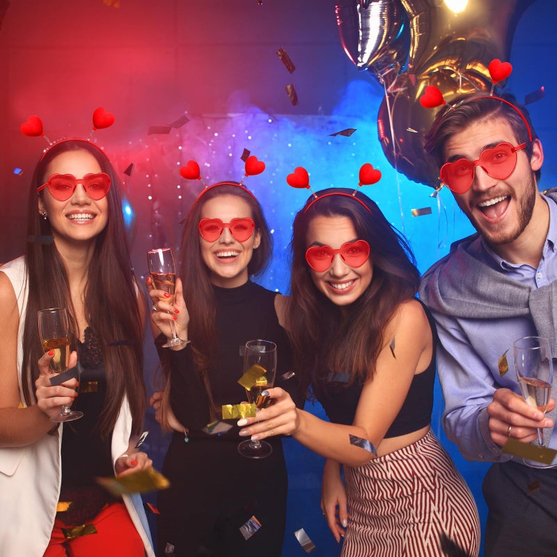 Yunsailing 48 Pcs Valentines Day Heart Headband Boppers and Heart Shape Sunglasses Valentines Accessories Costume Photo Prop(Red) - Image 5