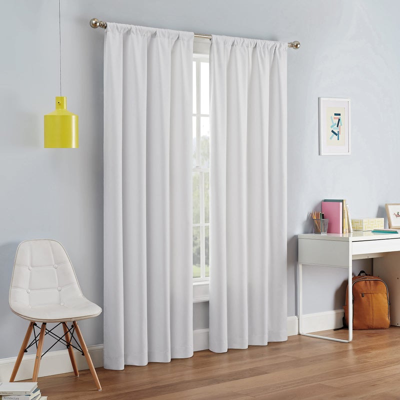 ECLIPSE Kendall Modern Blackout Thermal Rod Pocket Window Curtain for Bedroom or Living Room 1 Panel 42 X 54 White