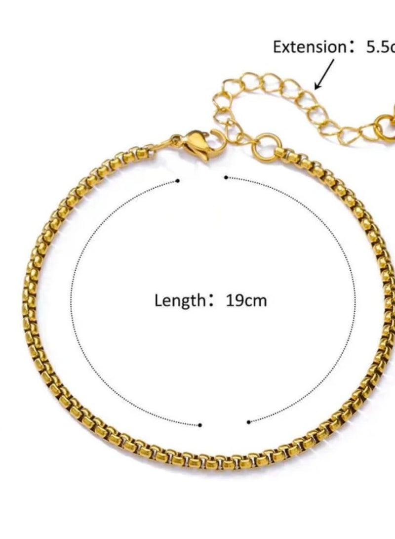 Luxuria 316L Stainless Steel Anklet 18K Gold Plated for Women Girls Soft Gold Chain Bracelet Jewelry - Image 2