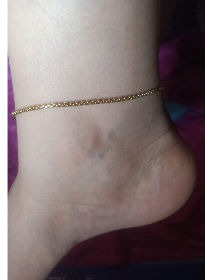 Luxuria 316L Stainless Steel Anklet 18K Gold Plated for Women Girls Soft Gold Chain Bracelet Jewelry - Image 3