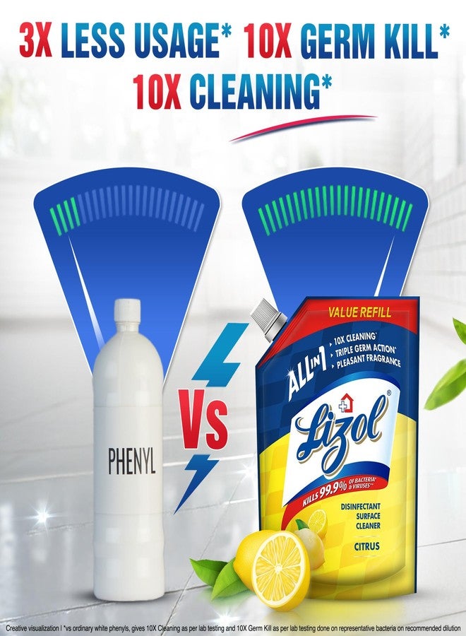 Lizol Disinfectant Surface & Floor Cleaner Liquid Refill Pack, Citrus - 1800 ml - Image 3
