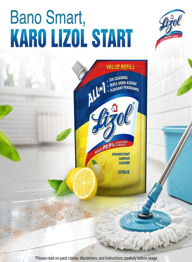 Lizol Disinfectant Surface & Floor Cleaner Liquid Refill Pack, Citrus - 1800 ml - Image 2