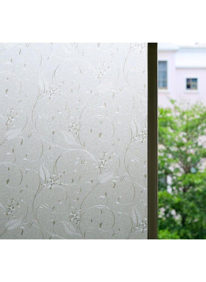 Bloss Window Privacy Film Decorative Stained Glass Floral Windows Film Non Adhesive Heat Blocking Bathroom Glass Film for Home Kitchen Office 177 by 787Inchs - Image 3