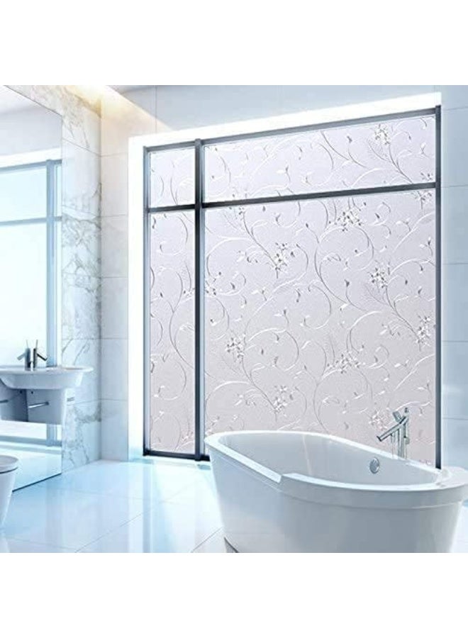 Bloss Window Privacy Film Decorative Stained Glass Floral Windows Film Non Adhesive Heat Blocking Bathroom Glass Film for Home Kitchen Office 177 by 787Inchs - Image 4