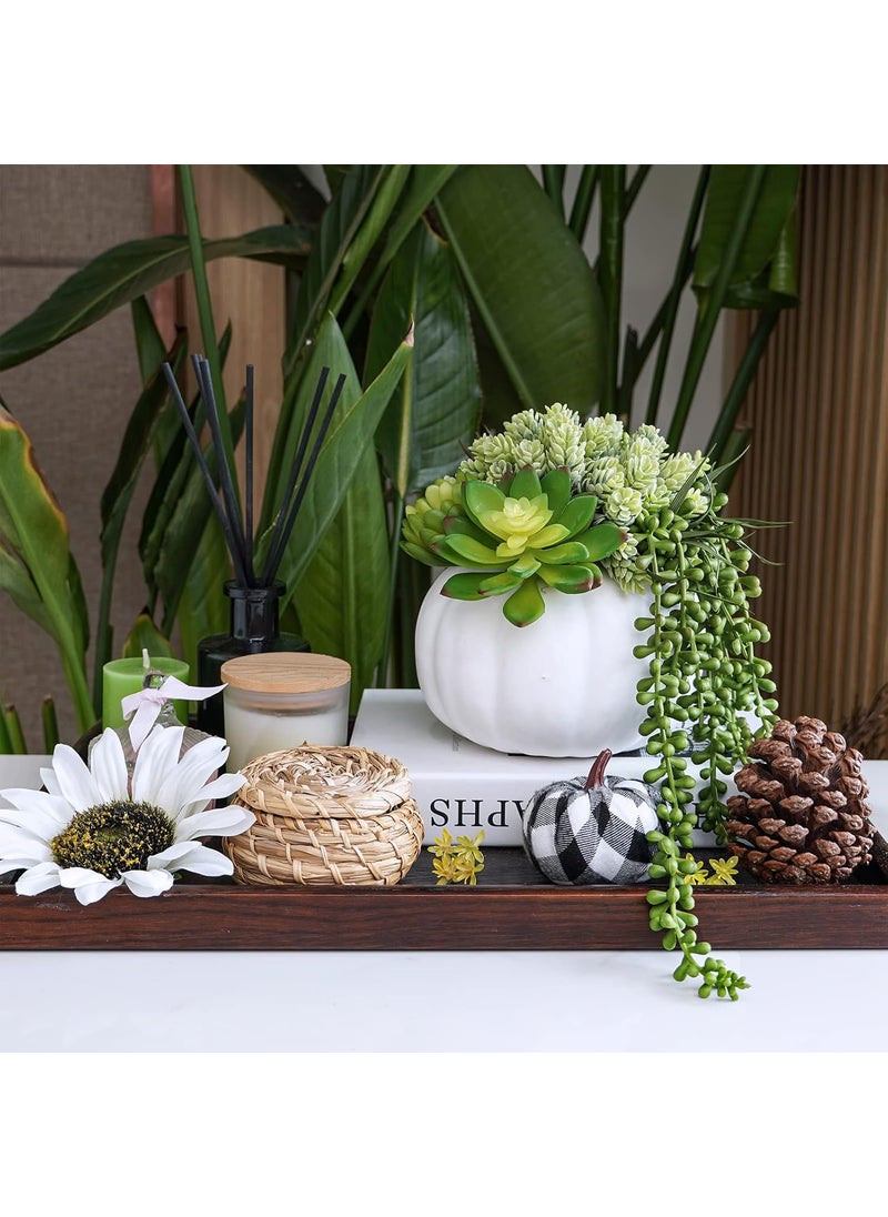 Winlyn White Fall Pumpkin Centerpiece Artificial Succulent Pumpkin Arrangement with Assorted String of Pearls Succulents for Fall Thanksgiving Gifts Home Wedding Table Mantel Windowsill Shelf Decor  - Image 4