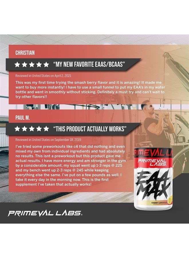 Primeval Labs EAA Max, BCAA Perfect Amino Acid Powder - Pre or Post Workout Muscle Recovery - BCAAs, EAAs, Electrolytes, Supports Hydration & Performance, Keto Friendly, Tropical Lemonade 30 Servings - Image 5
