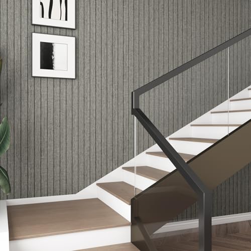 Decotalk Wood Panels for Wall Grey Wood Slat Wall Paneling 2ft x 7.2ft Paneling Sheets for Walls Ceiling Stick on Panels Gray Woods Accent Walls Panel Peel and Stick Covering Panel Woods Veneer Hub - Image 2